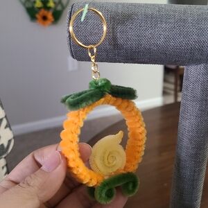 Handcrafted Orange and Green Keychain
